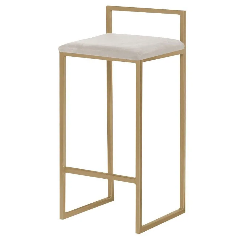 Banqueta Decorativa Jasmine Base Gold Suede Bege