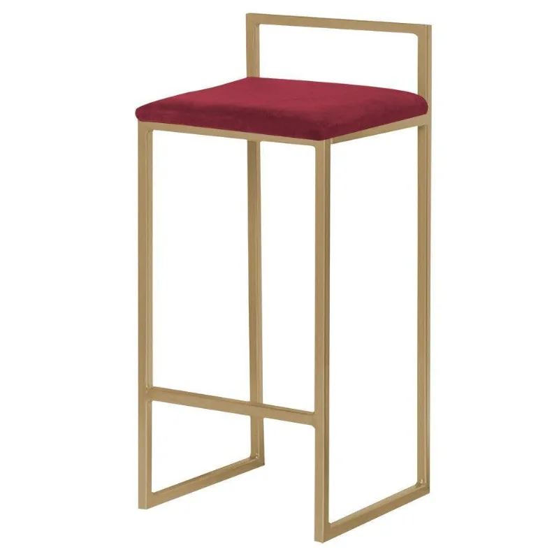 Banqueta Decorativa Jasmine Base Gold Suede Bordô