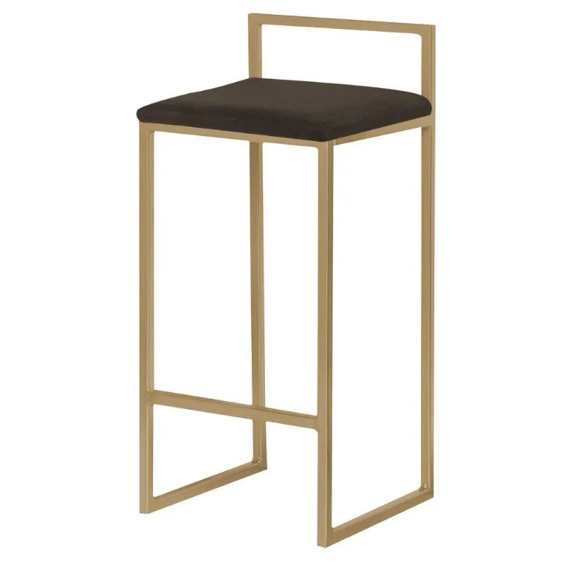 Banqueta Decorativa Jasmine Base Gold Suede Marrom