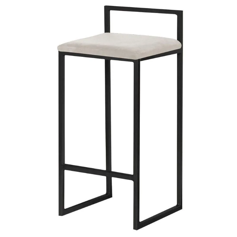 Banqueta Decorativa Jasmine Base Preto Suede Bege