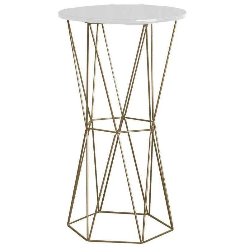 Mesa Bistrô Rizzo Tampo Branco Base Gold Gran Belo - Gran Belo