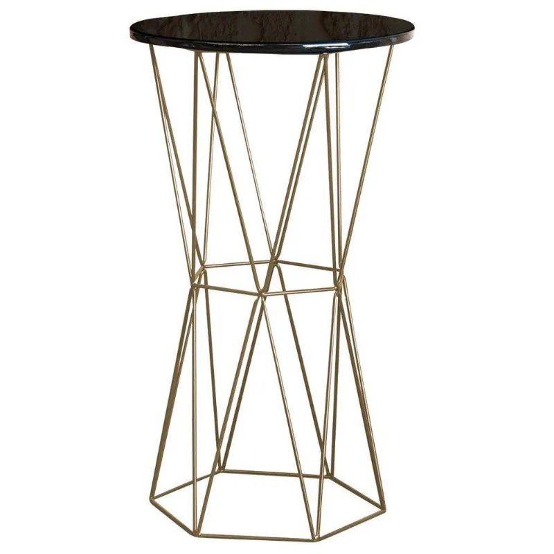 Mesa Bistrô Rizzo Tampo Preto Base Gold Gran Belo - Gran Belo