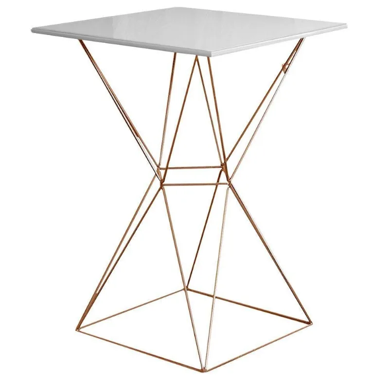 Mesa Bistrô Yanca Tampo Branco Base Bronze Gran Belo - Gran Belo