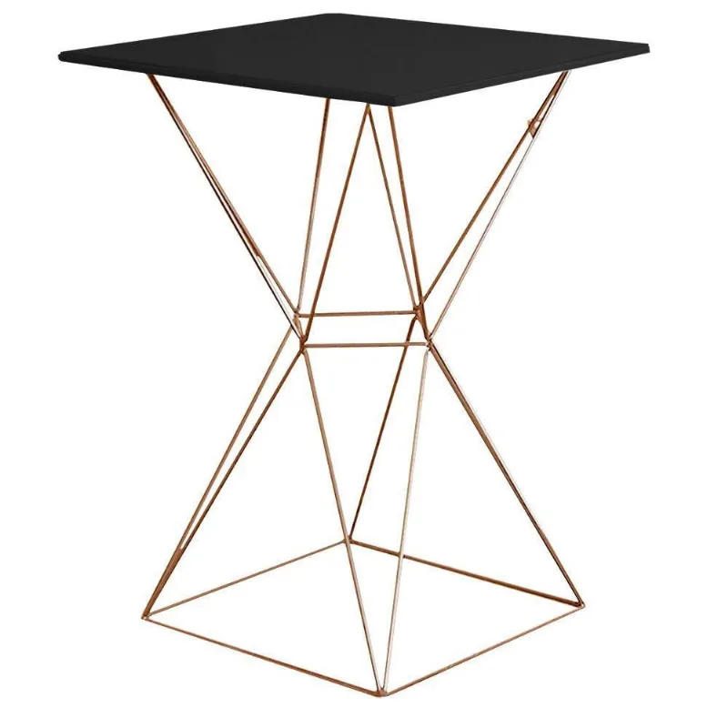 Mesa Bistrô Yanca Tampo Preto Base Bronze Gran Belo - Gran Belo