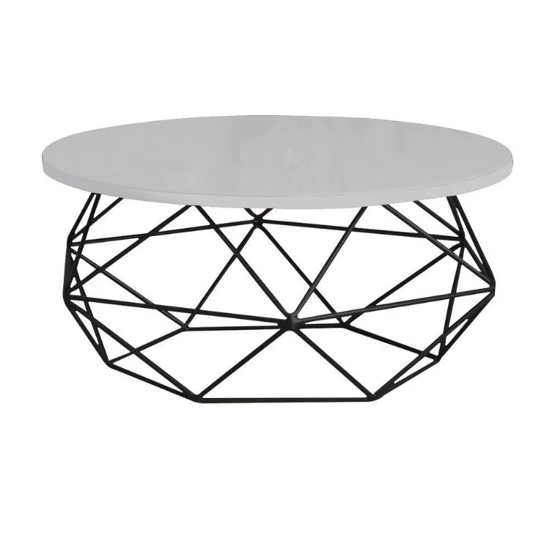 Mesa de Centro Coraline Tampo Branco Base Preta Gran Belo