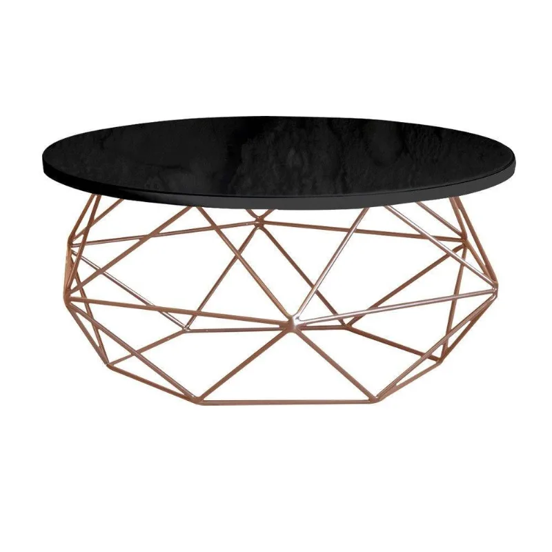 Mesa de Centro Coraline Tampo Preto Base Bronze Gran Belo