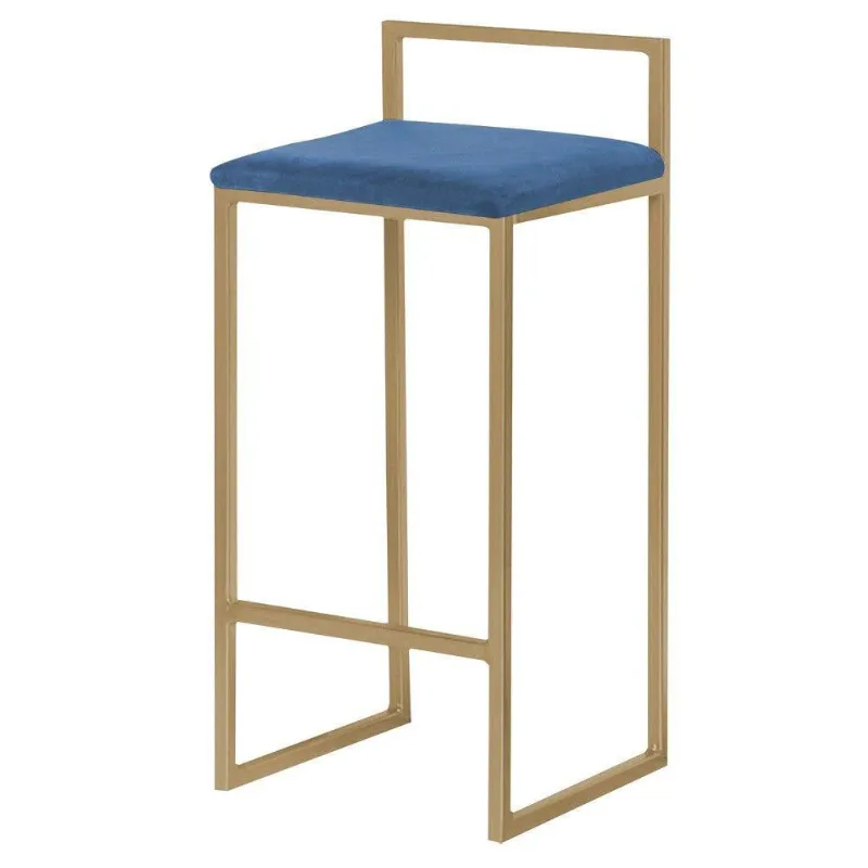 Banqueta Selena Base Gold Suede Azul Marinho Gran Belo