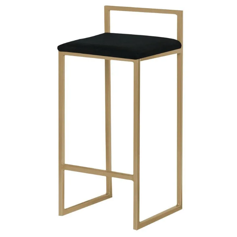 Banqueta Decorativa Selena Base Gold Suede Preto Gran Belo