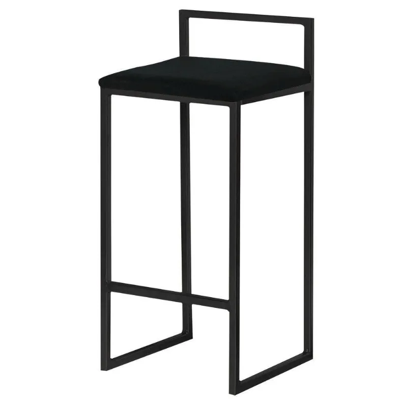 Banqueta Decorativa Selena Base Preta Suede Preto Gran Belo