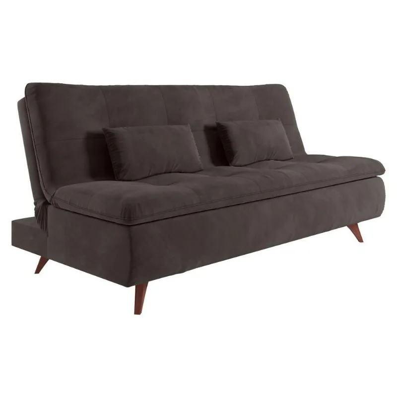 Sofá Cama 2 Lugares Reclinável Madalena Veludo Tabaco