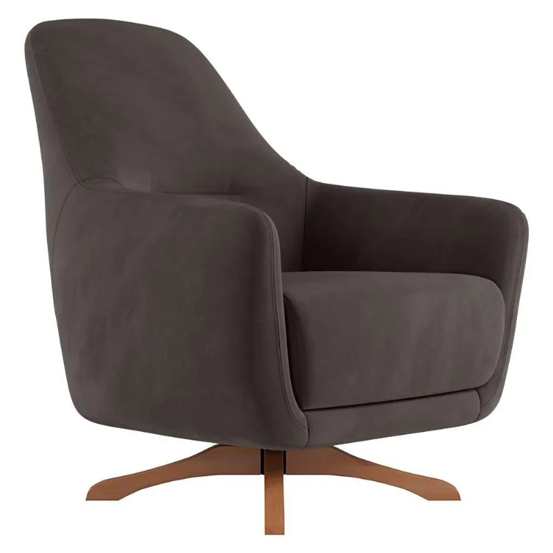 Poltrona Decorativa Pêra Base Giratória Veludo Tabaco