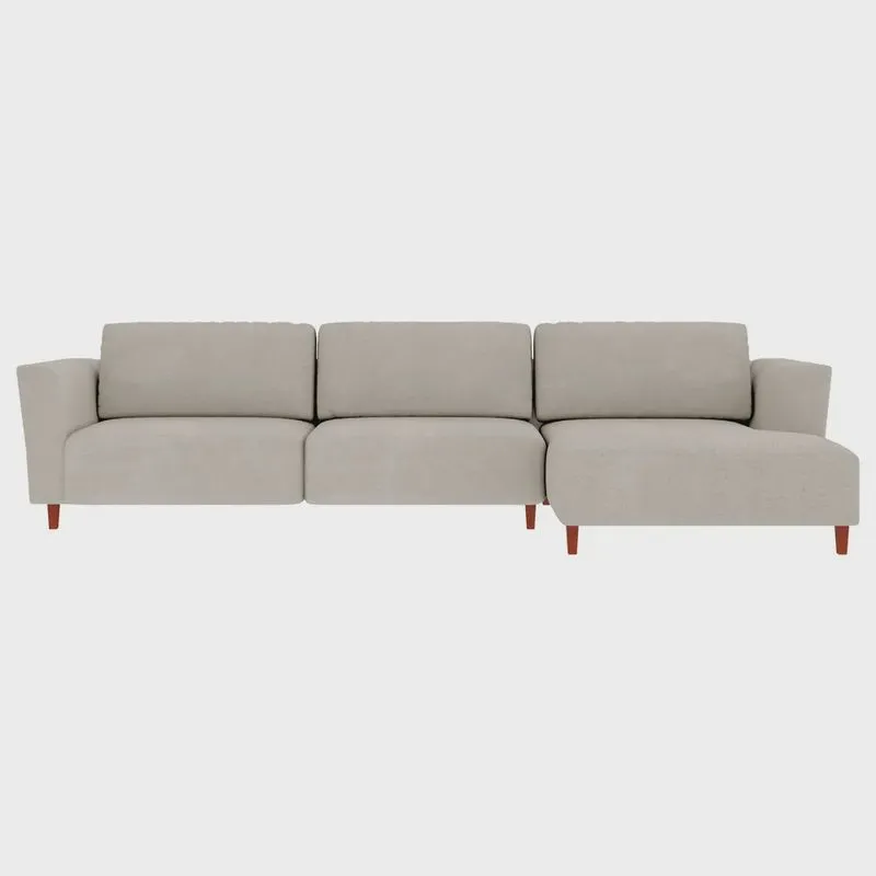 Sofá 290cm com Chaise Direita Franz Suede Bege - Gran Belo