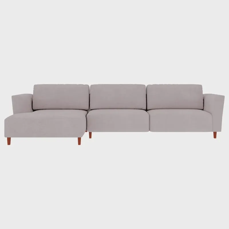 Sofá 310cm com Chaise Esquerda Franz Suede Rosê G52 - Gran Belo