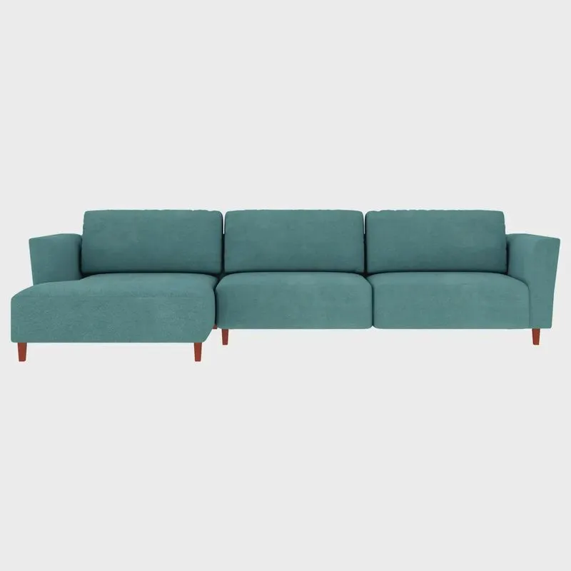Sofá 310cm com Chaise Esquerda Franz Suede Turquesa G52 - Gran Belo