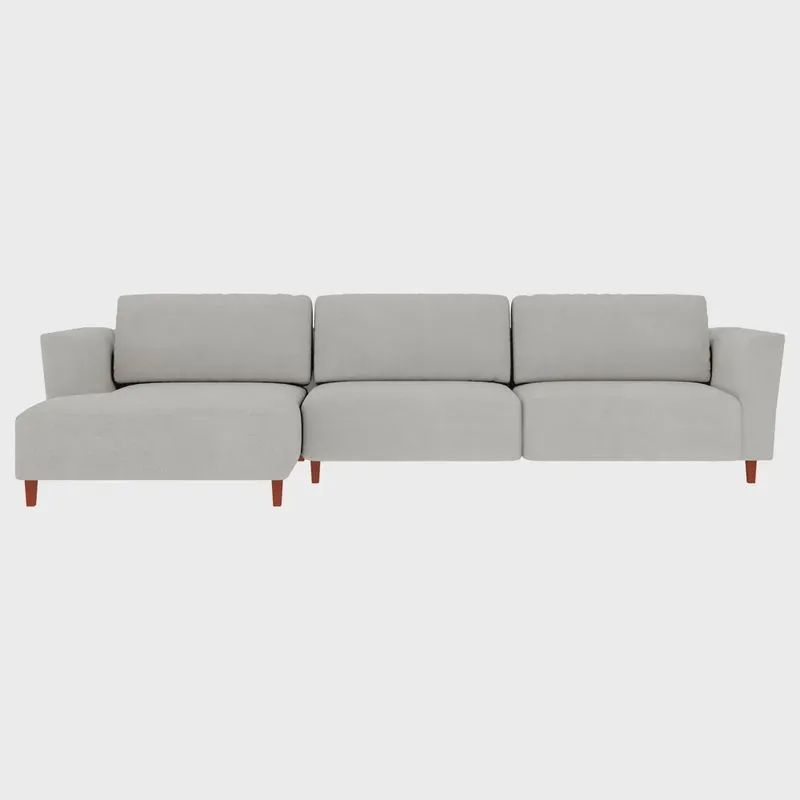 Sofá 330cm com Chaise Esquerda Franz Suede Cinza G52 - Gran Belo