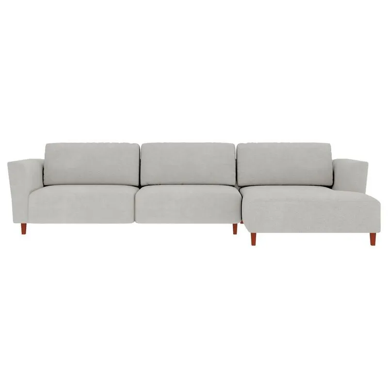 Sofá 360cm Com Chaise Direita Franz Suede Cinza - Gran Belo