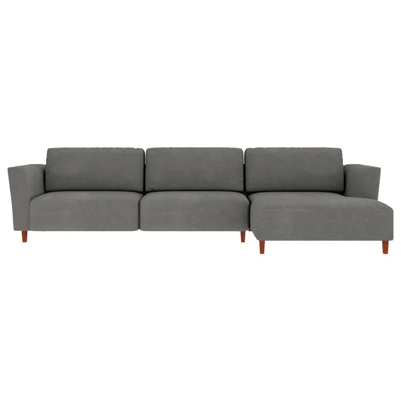 Sofá 345cm com Chaise Direita Franz Suede Grafite - Gran Belo