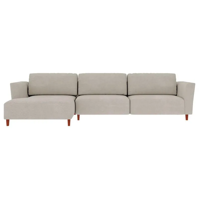 Sofá 360cm Com Chaise Esquerda Franz Suede Bege - Gran Belo