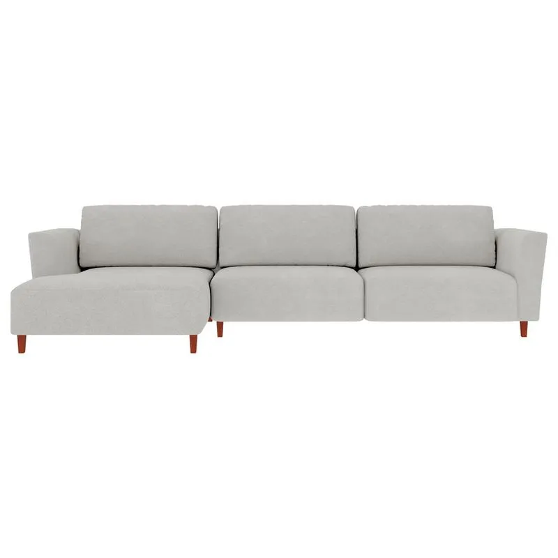 Sofá 360cm Com Chaise Esquerda Franz Suede Cinza - Gran Belo