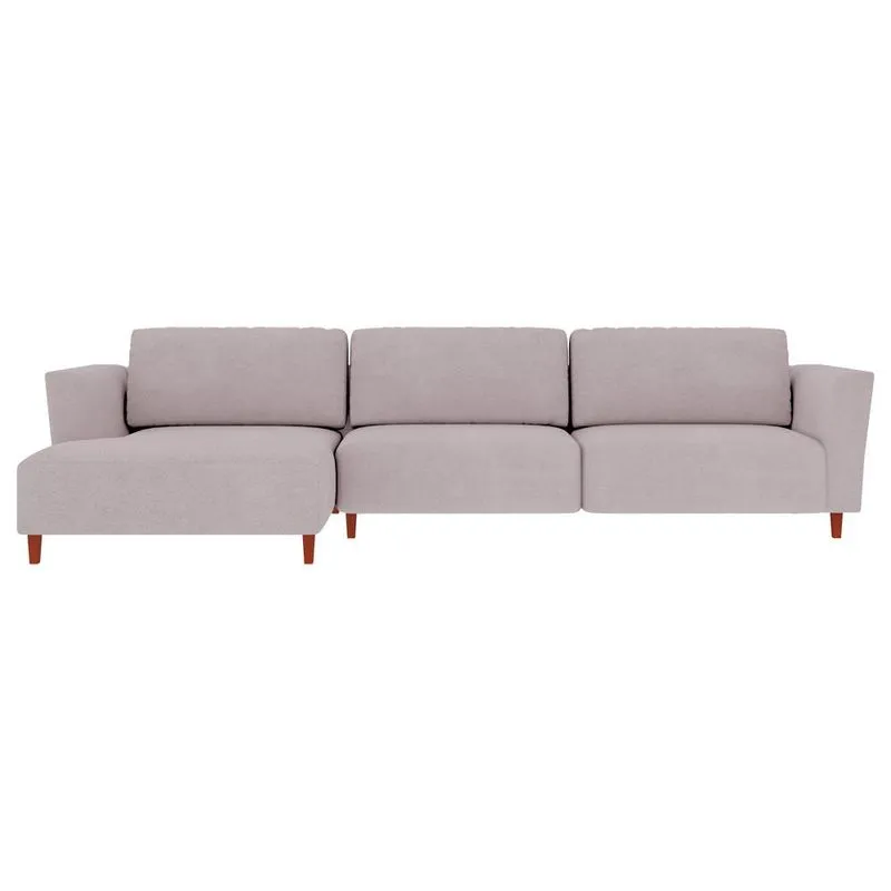 Sofá 360cm Com Chaise Esquerda Franz Suede Rosê - Gran Belo