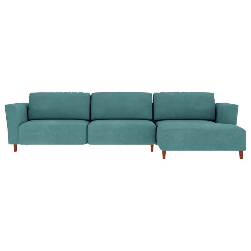 Sofá 390cm Com Chaise Direita Franz Suede Turquesa - Gran Belo