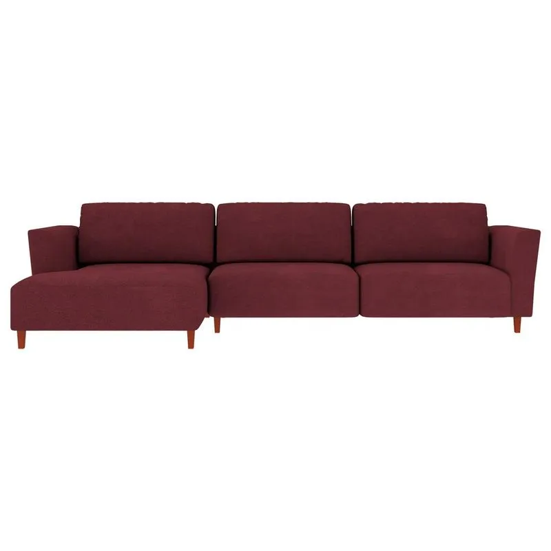 Sofá 390cm Com Chaise Esquerda Franz Suede Bordô - Gran Belo