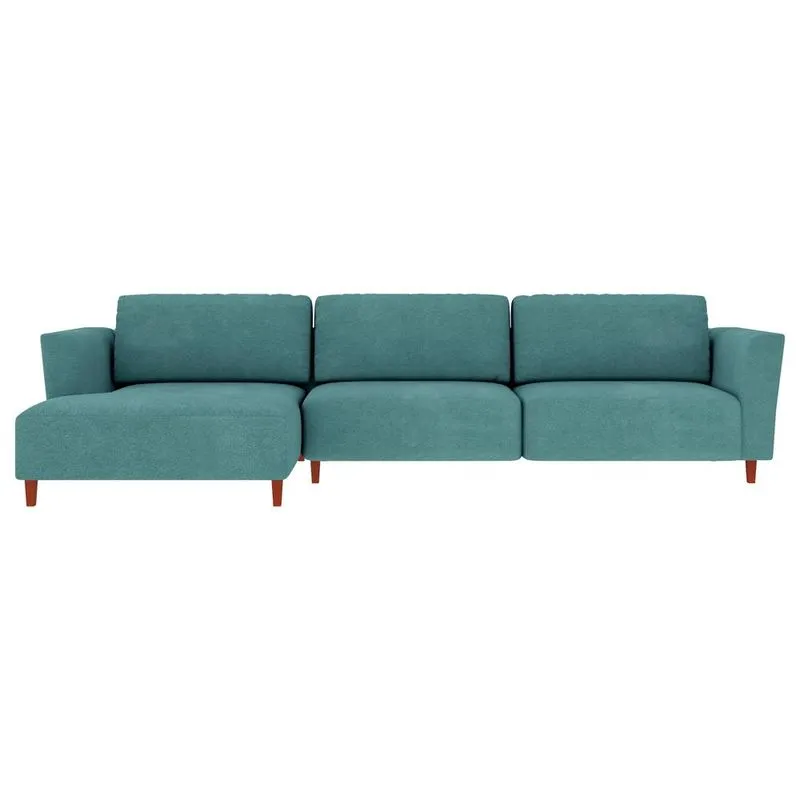Sofá 390cm Com Chaise Esquerda Franz Suede Turquesa - Gran Belo