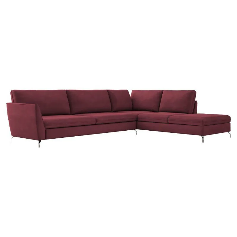 Sofá de Canto Direito 282cm Olívia Suede Bordô Gran Belo