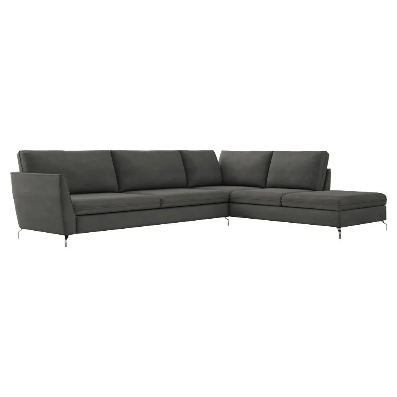 Sofá de Canto Direito 302cm Olívia Suede Grafite Gran Belo