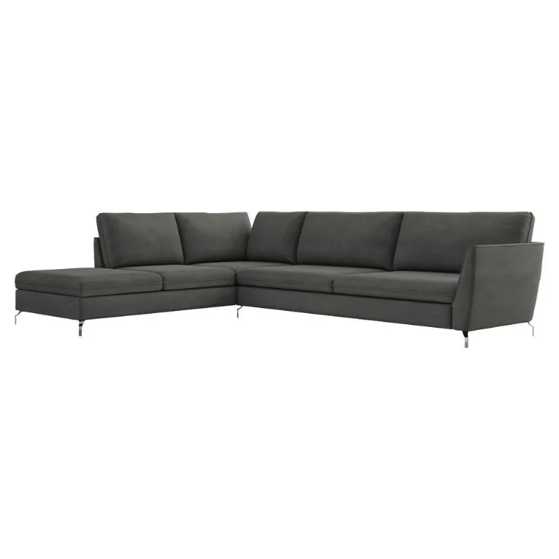 Sofá de Canto Esquerdo 262Cm Olívia Suede Grafite Gran Belo