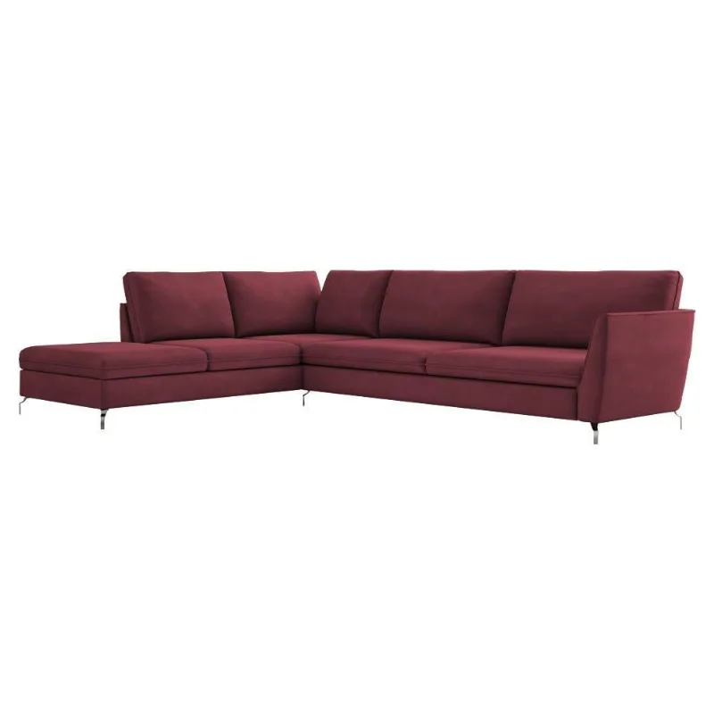 Sofá de Canto Esquerdo 282cm Olívia Suede Bordô Gran Belo
