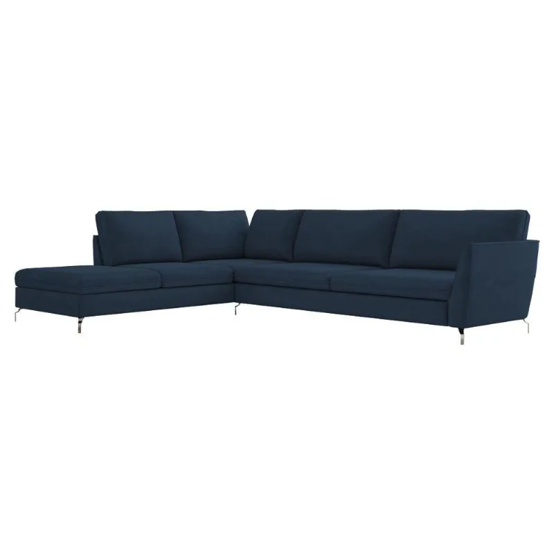 Sofá de Canto Esquerdo 302cm Olívia Suede Azul Gran Belo