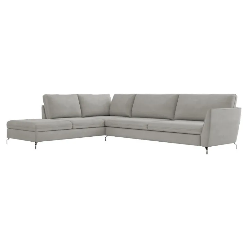 Sofá de Canto Chaise Esquerdo 307 cm Olívia Suede Cinza - Gran Belo