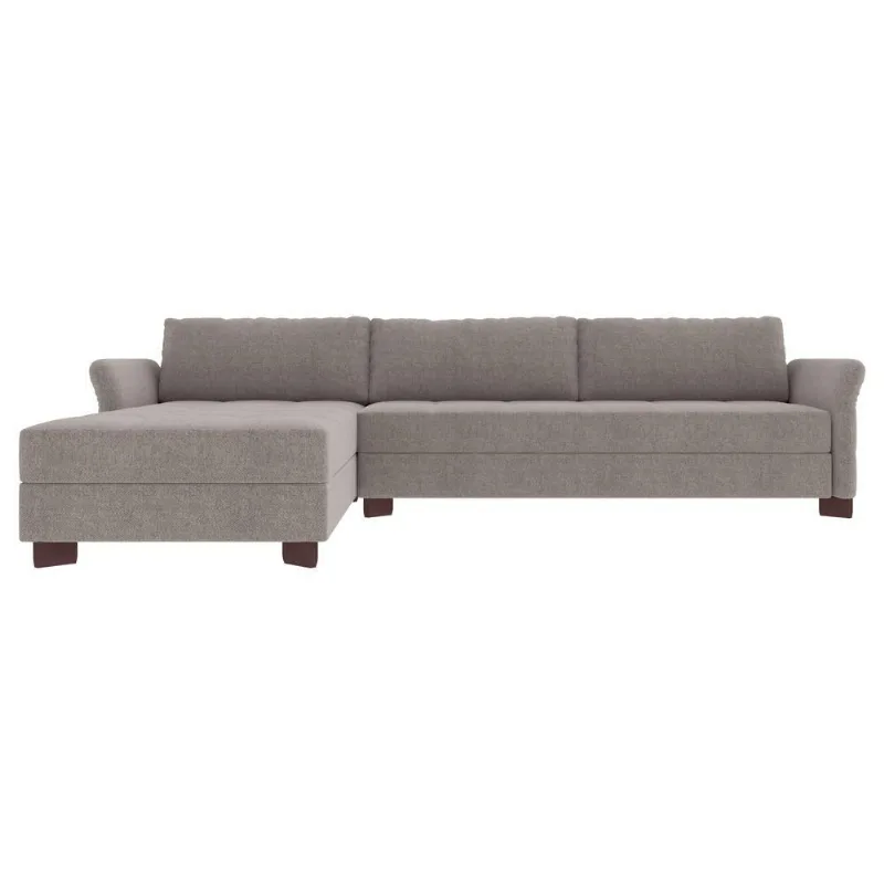 Sofá com Chaise Esquerda 302cm Platon Linho Cinza Gran Belo
