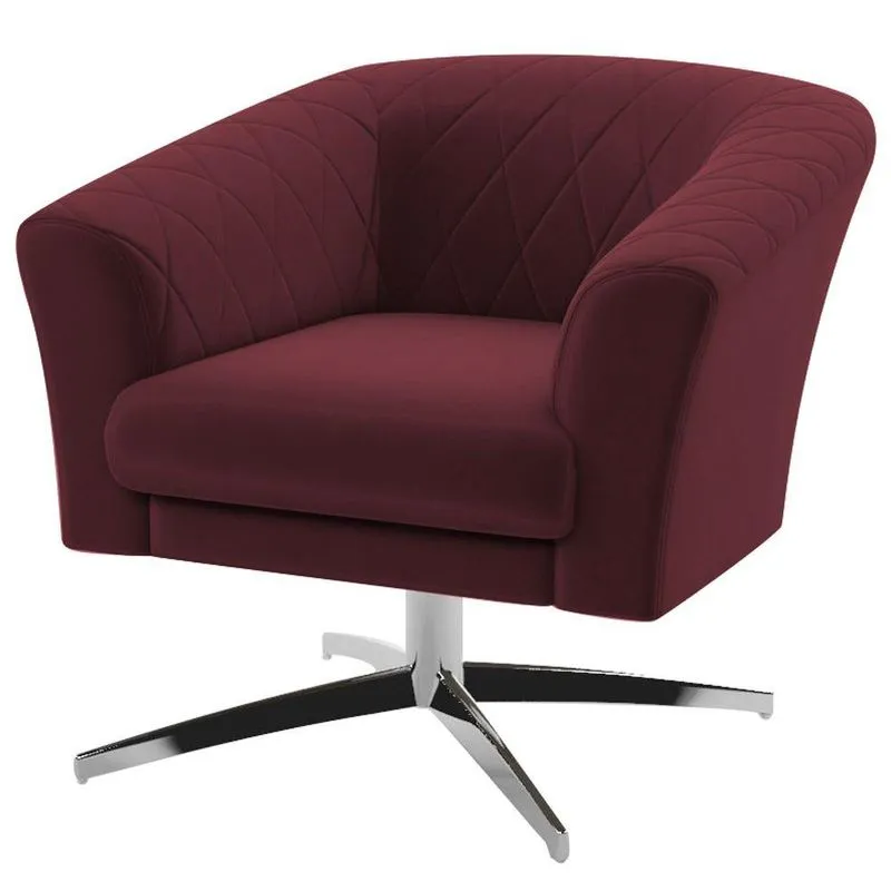 Poltrona Decorativa Sala De Estar Gizé Suede Bordô Gran Belo