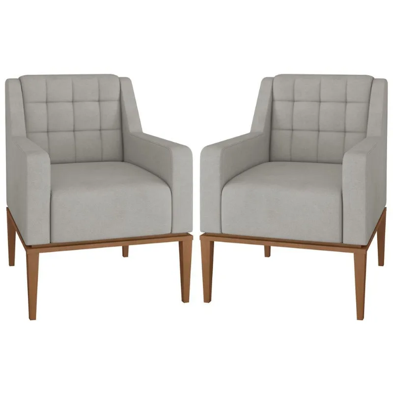 2 Poltronas Decorativas Sala de Estar Madonna Suede Cinza