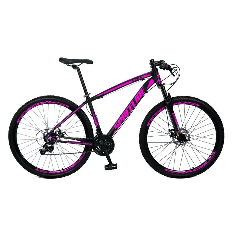 Bicicleta Vega Aro 29 Quadro 17 Câmbio Tras. Shimano 21v Freio Mecânico Preto Rosa - Spaceline