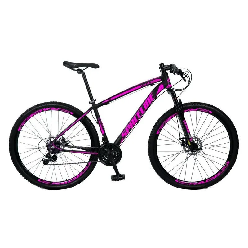 Bicicleta Vega Aro 29 Quadro 19 Câmbio Tras. Shimano 21v Freio Mecânico Preto Rosa - Spaceline