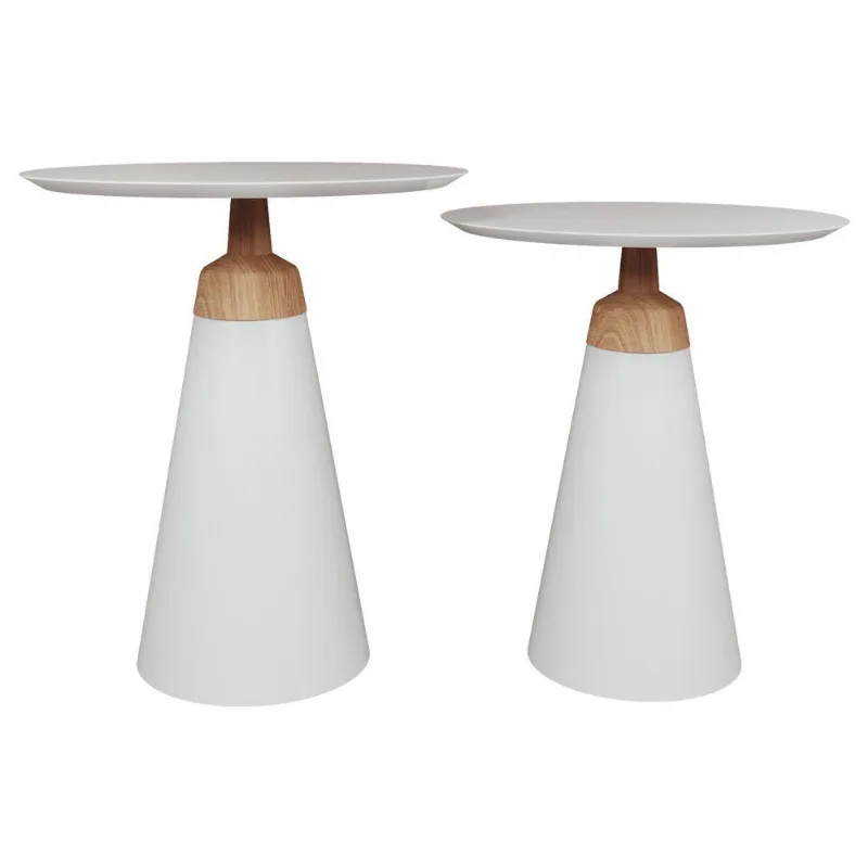 Kit Mesa Lateral Mandrágora 50x50 e 45x45 Redonda Off White