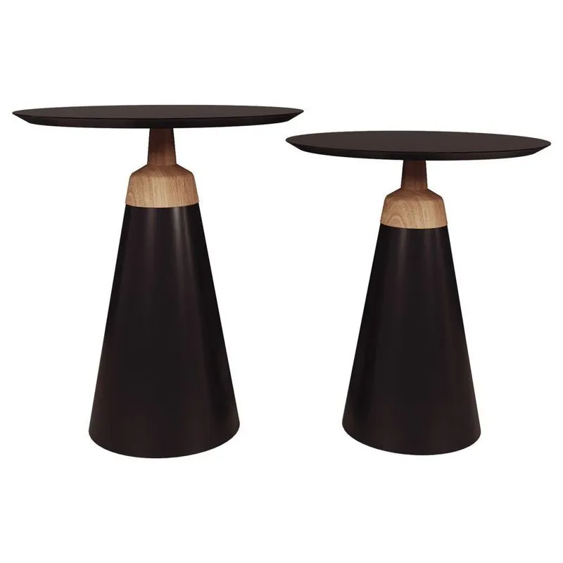 Kit Mesa Lateral Mandrágora 50x50 E 45x45 Redonda Preto