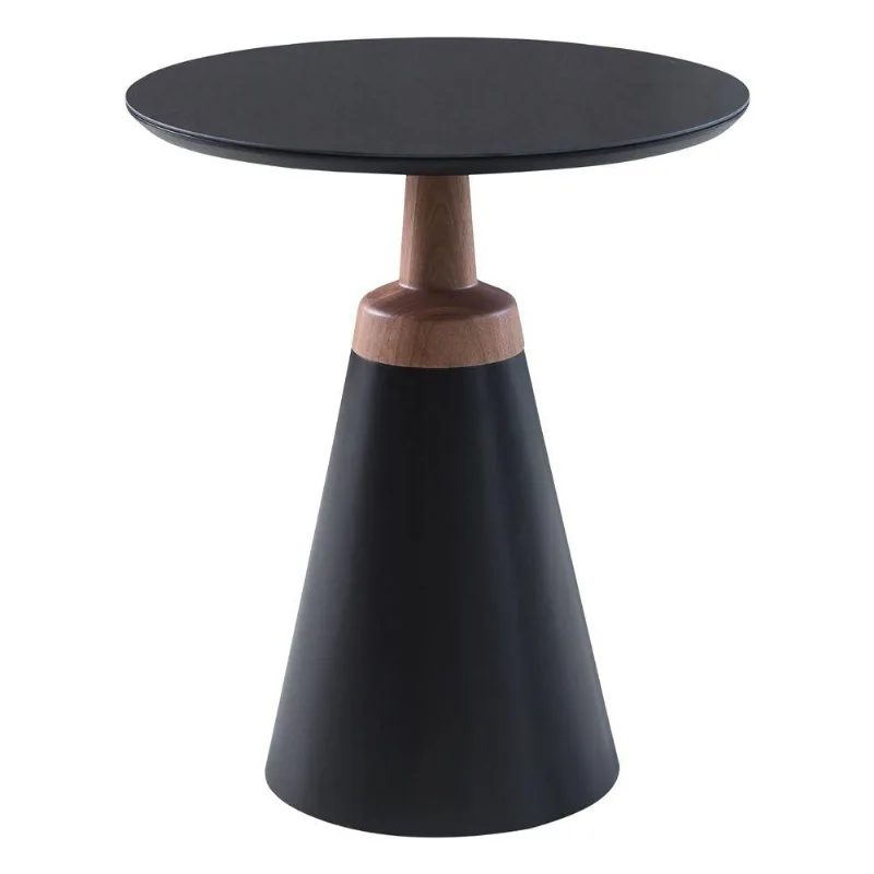 Mesa Lateral Mandrágora 45x45 Redonda Preto Gran Belo
