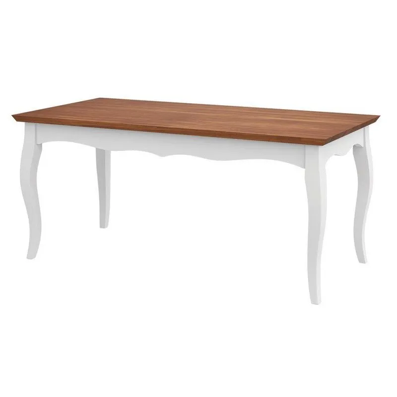 Mesa De Jantar Gallia 8 Lugares Retangular Madeira Maciça E Mdf 200cm Branco-imbuia