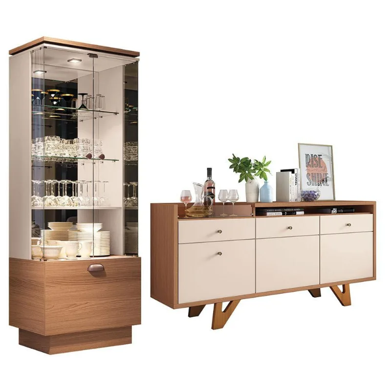 Conjunto Cristaleira e Buffet Aparador Peggy Noeli Nature - Gran Belo