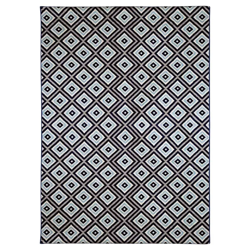 Tapete Sala de Estar Hazard 200x250 Quadriculado Azul bege - Gran Belo