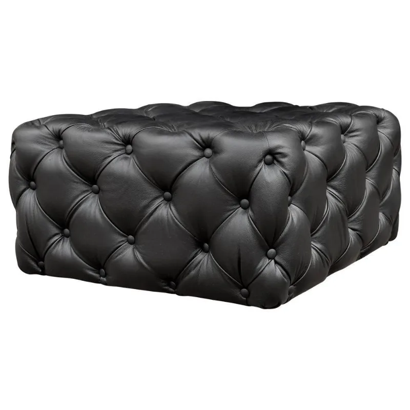 Puff Decorativo Manhattan 80x60 Couro Preto