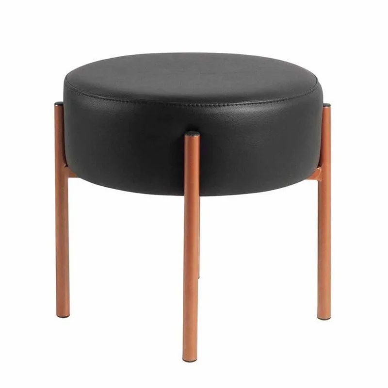 Banqueta Decorativa 45cm Antonieta Couro Preto