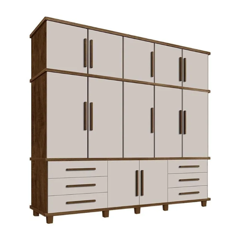Guarda Roupa Casal Hawking G37 12 Portas Giratórias 6 Gavetas MDP Malbec-Off White Gran Belo - Gran Belo