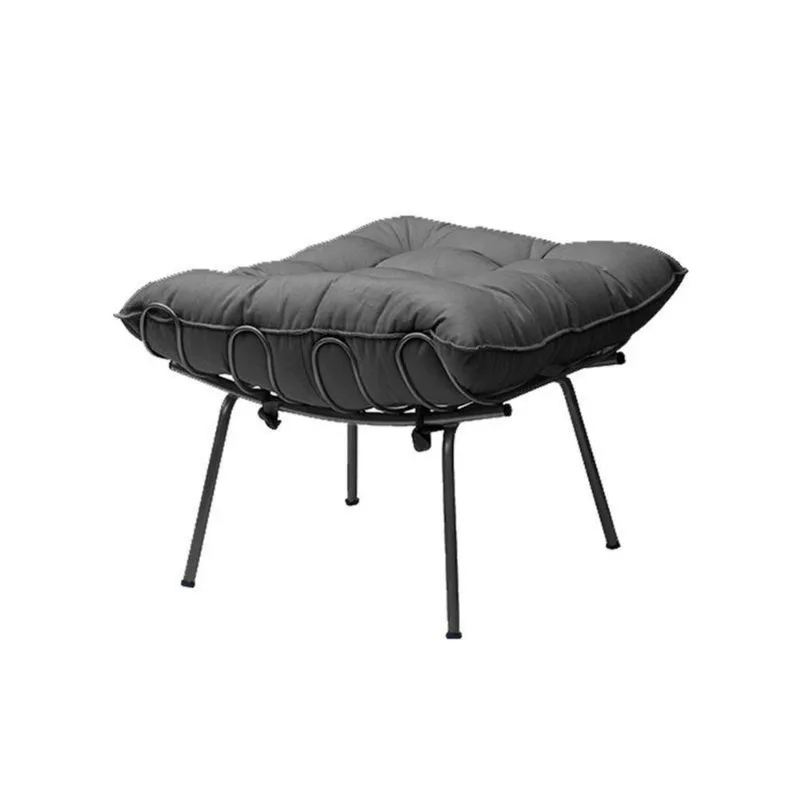 Puff Sala de Estar Abel Pés Preto Suede Cinza