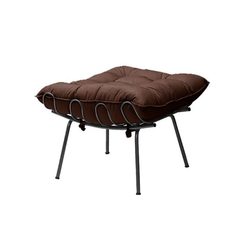 Puff Sala de Estar Abel Pés Preto Suede Marrom