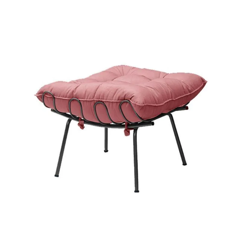 Puff Sala de Estar Abel Pés Preto Suede Rosa